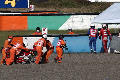 Francesco Bagnaia after crash, MotoGP race, Japanese MotoGP. 25 September