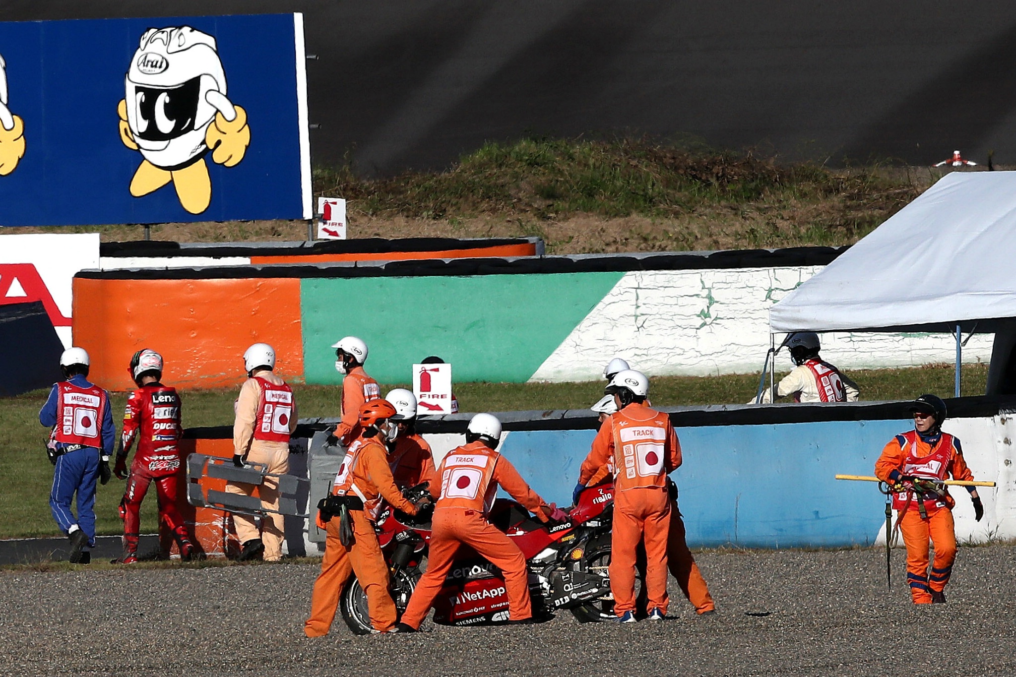 Francesco Bagnaia after crash, MotoGP race, Japanese MotoGP. 25 September