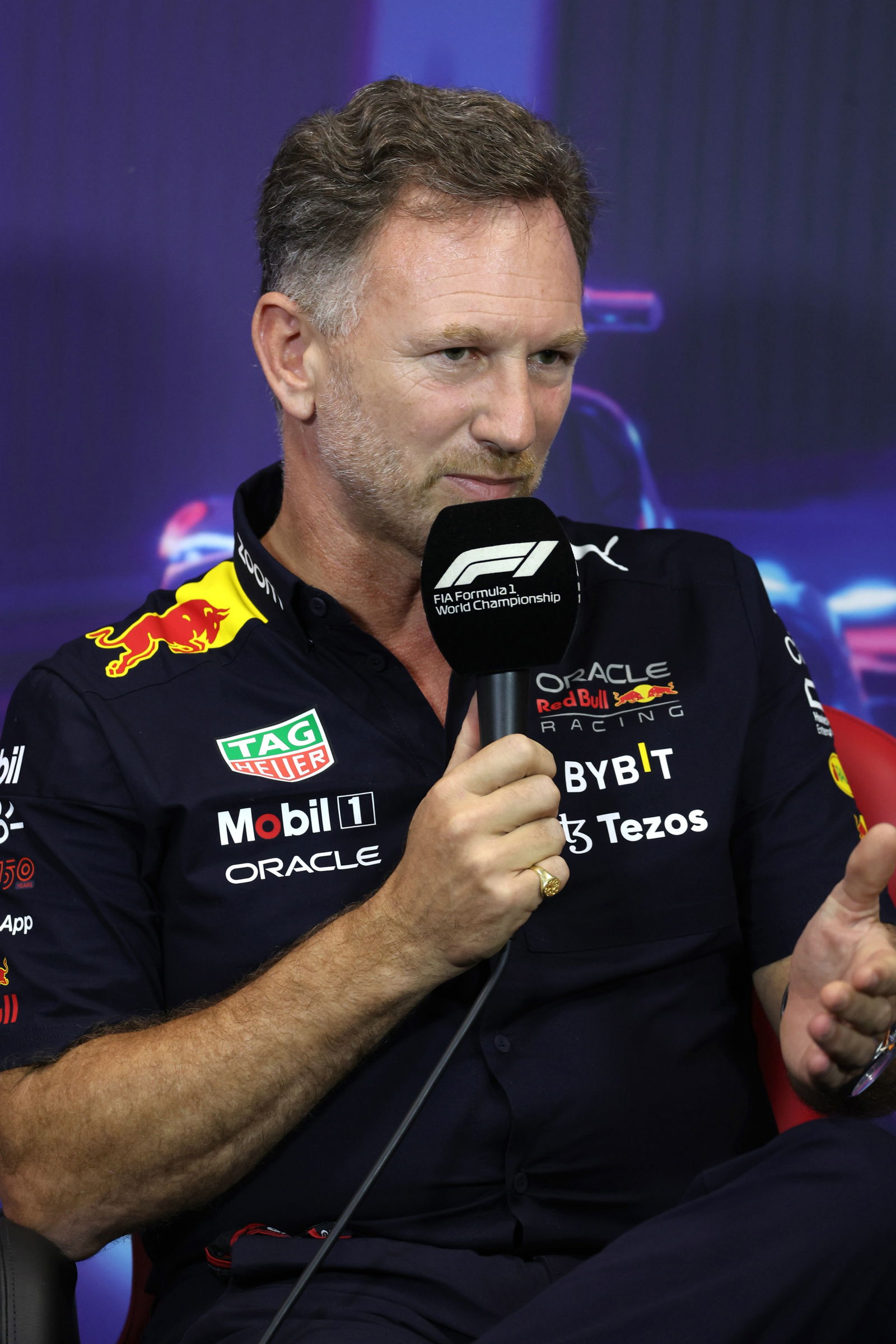 Christian Horner (GBR) Red Bull Racing Team Principal in the FIA Press Conference. Formula 1 World Championship, Rd 17,