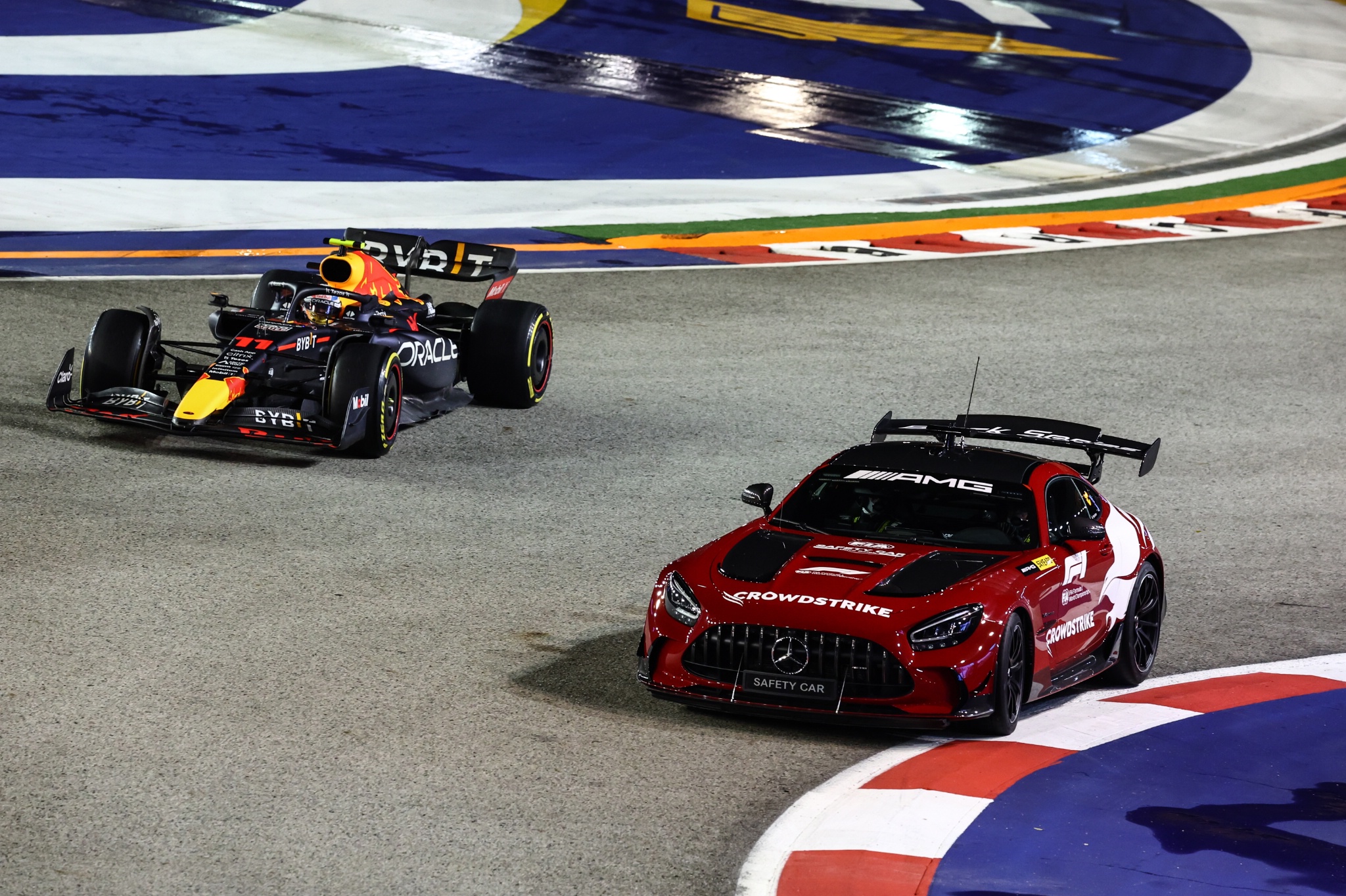 Safety car and Sergio Perez (MEX), Red Bull Racing Formula 1 World Championship, Rd 17, Singapore Grand Prix, Marina Bay
