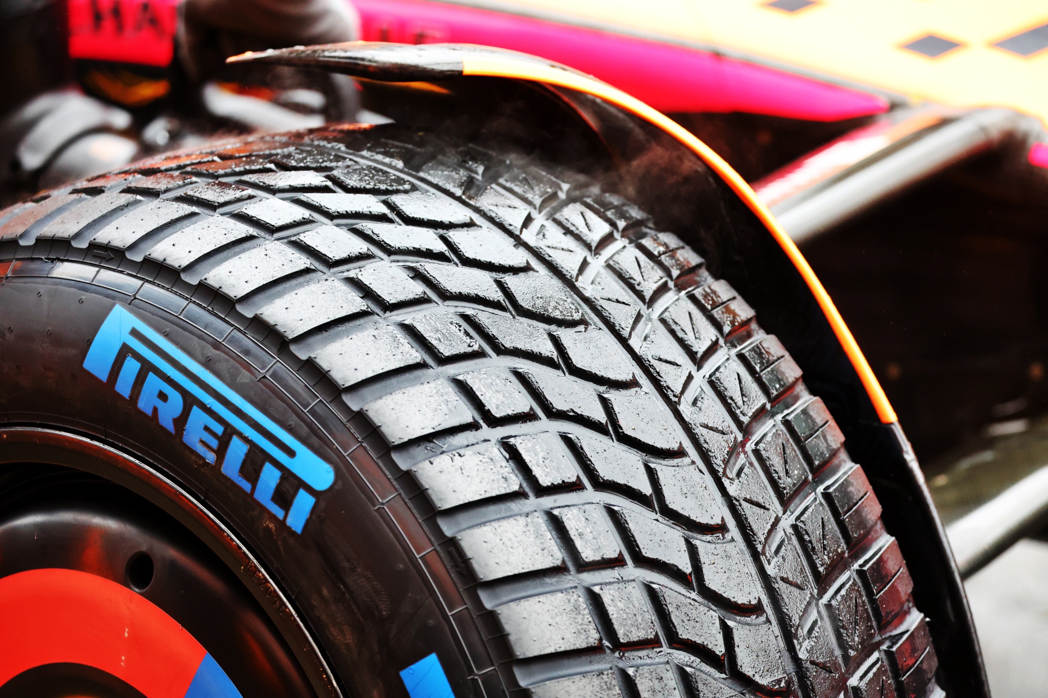 Wet Pirelli tyre on a McLaren MCL36. Formula 1 World Championship, Rd 18, Japanese Grand Prix, Suzuka, Japan, Practice
