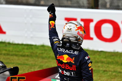 Max Verstappen (NLD) Red Bull Racing celebrates his pole position in qualifying parc ferme. Formula 1 World Championship,