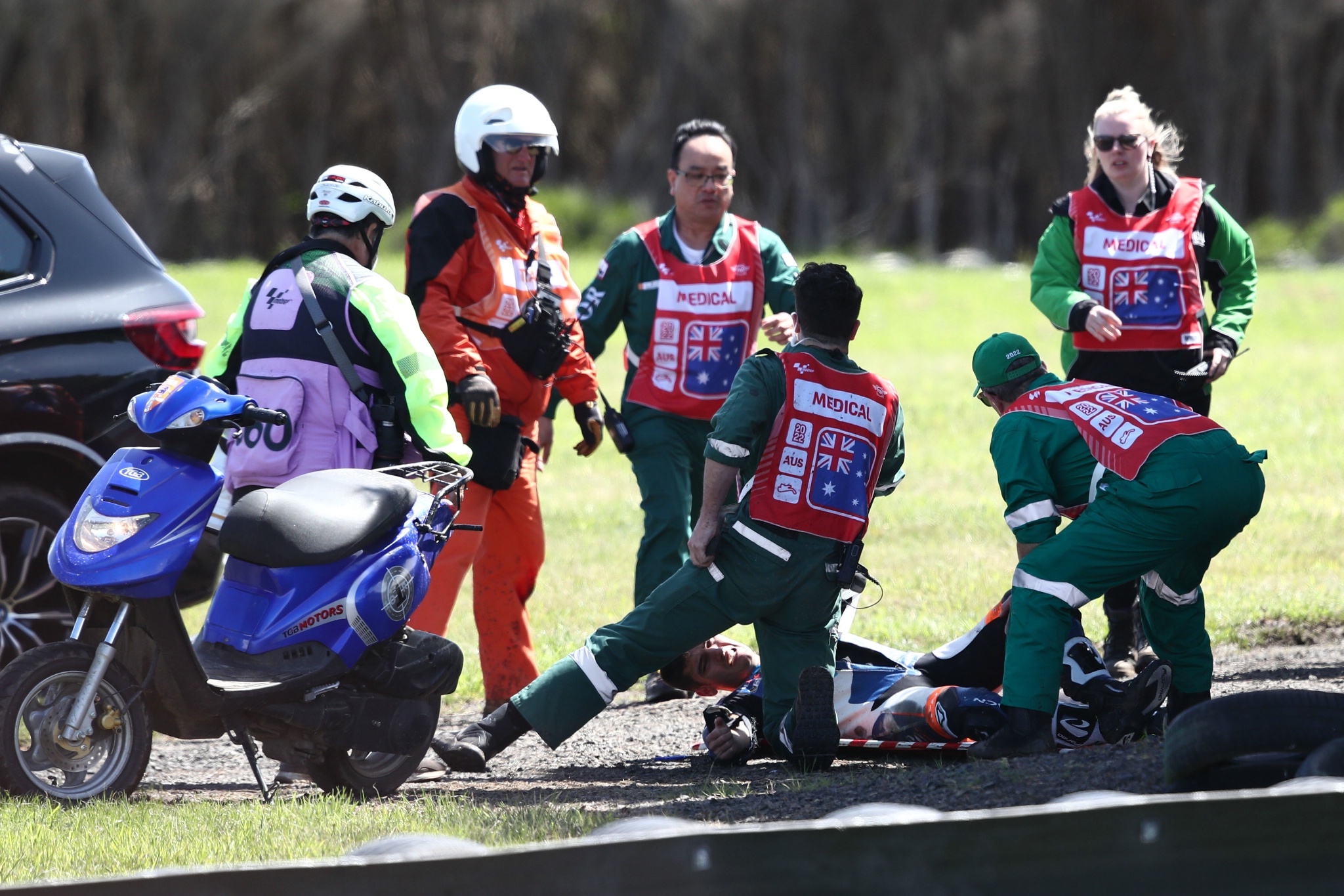 Jorge Navarro crash, Moto2 race, Australian MotoGP, 16 October