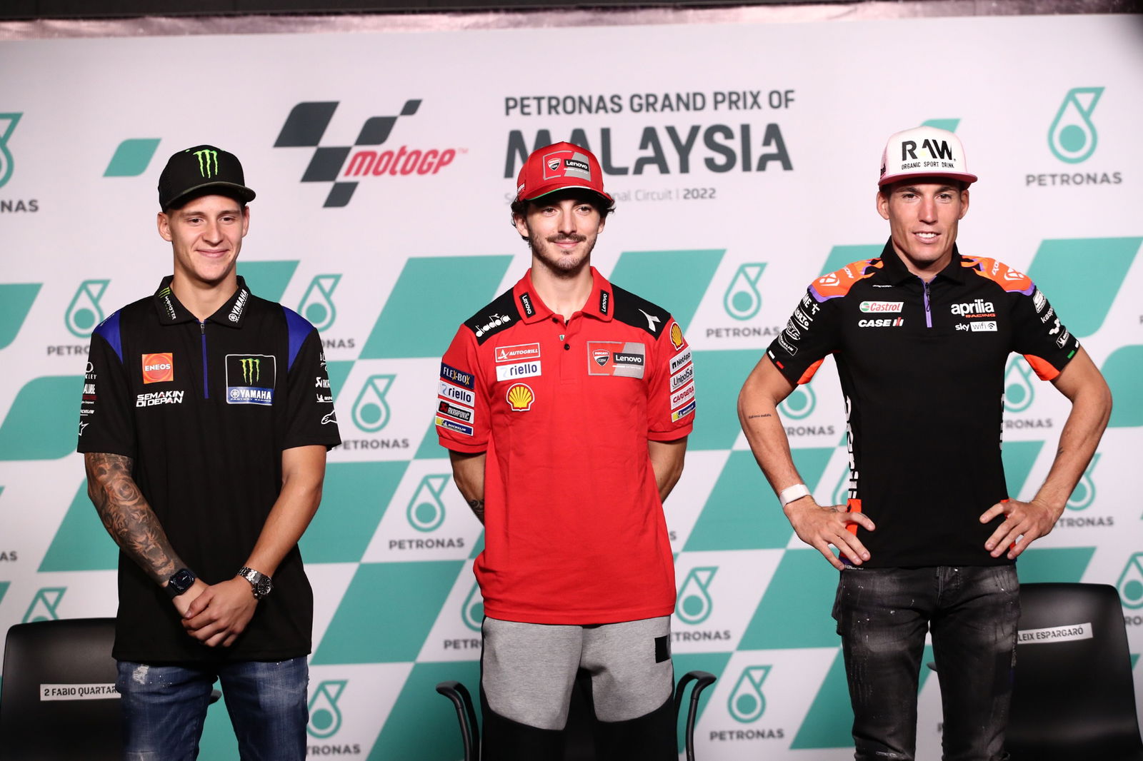 Fabio Quartararo Francesco Bagnaia Aleix Espargaro , Malaysian MotoGP, 20 October