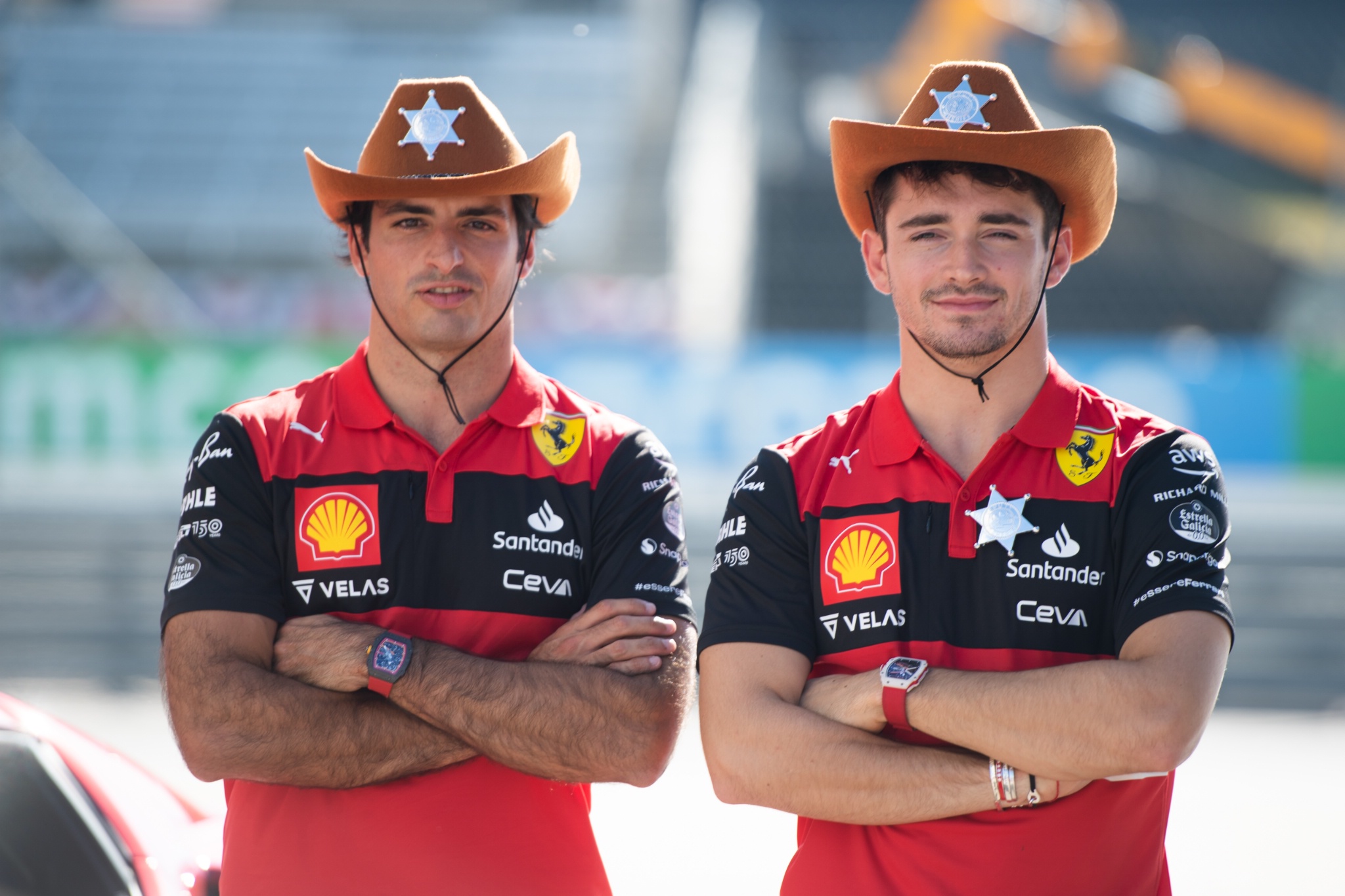 (L to R): Carlos Sainz Jr (ESP) Ferrari and Charles Leclerc (MON) Ferrari. Formula 1 World Championship, Rd 19, United