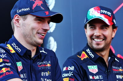 (L to R): Max Verstappen (NLD) Red Bull Racing and team mate Sergio Perez (MEX) Red Bull Racing. Formula 1 World