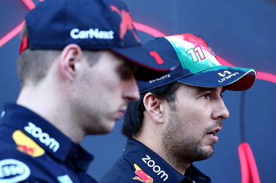 Sergio Perez (MEX) Red Bull Racing and team mate Max Verstappen (NLD) Red Bull Racing. Formula 1 World Championship, Rd