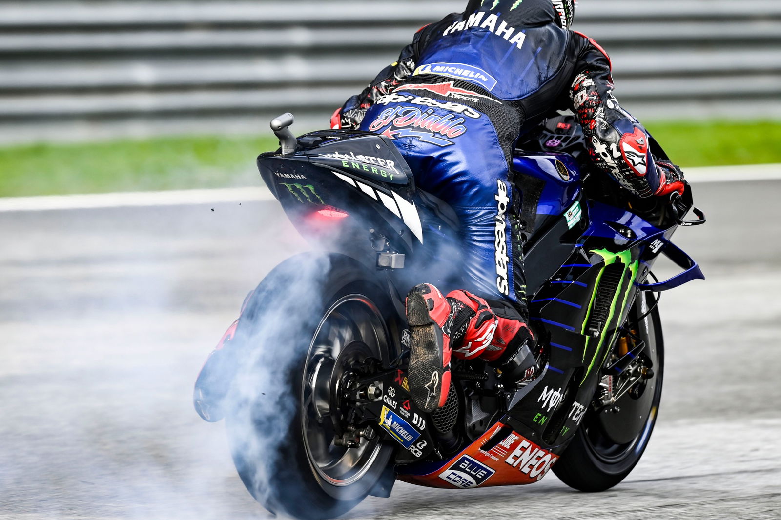 Fabio Quartararo bike tyres spinning, MotoGP, Malaysian MotoGP, 21 October