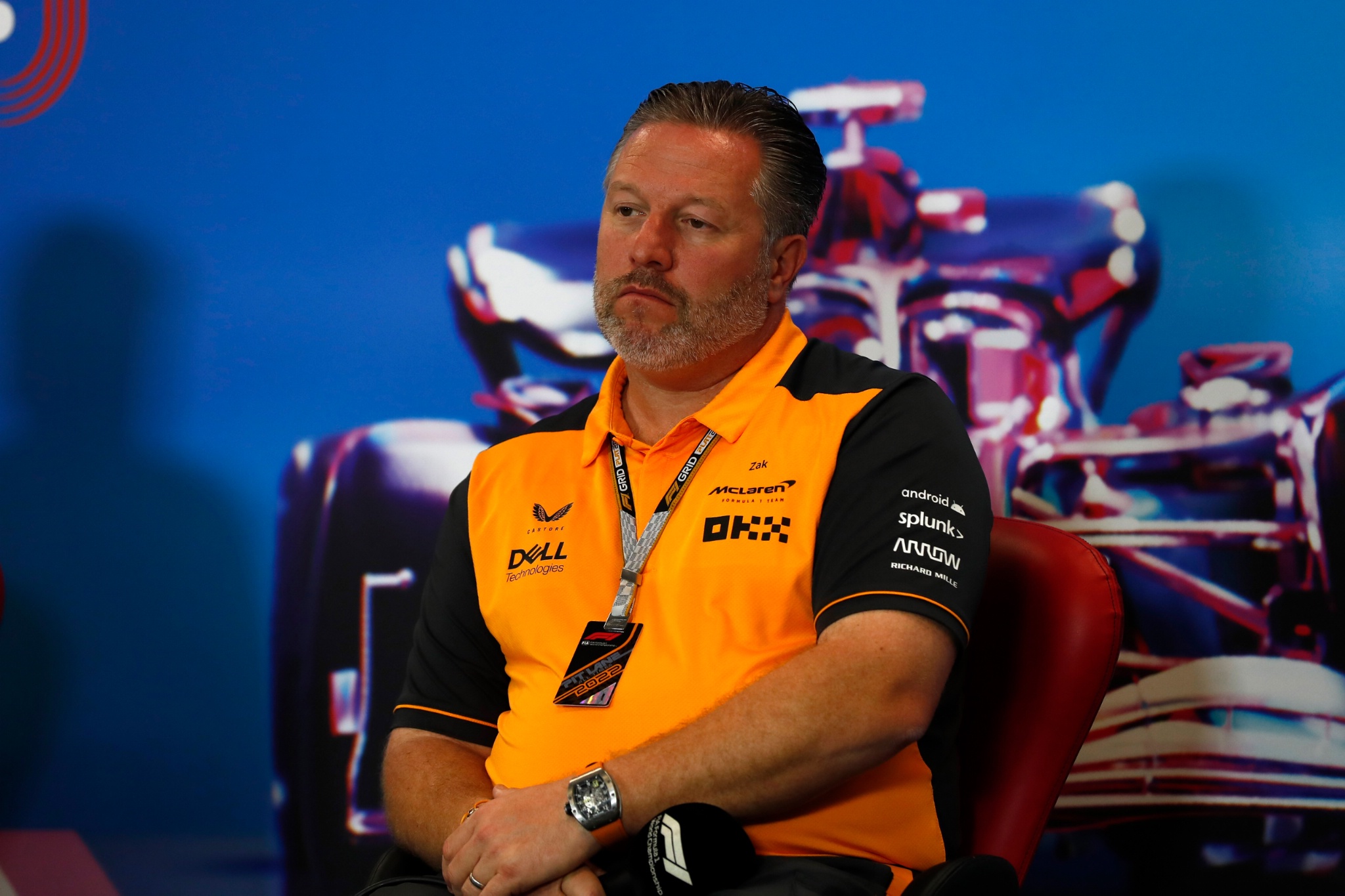 Zak Brown (AS) ) Direktur Eksekutif McLaren dalam Konferensi Pers FIA. Kejuaraan Dunia Formula 1, Rd 19, Amerika Serikat