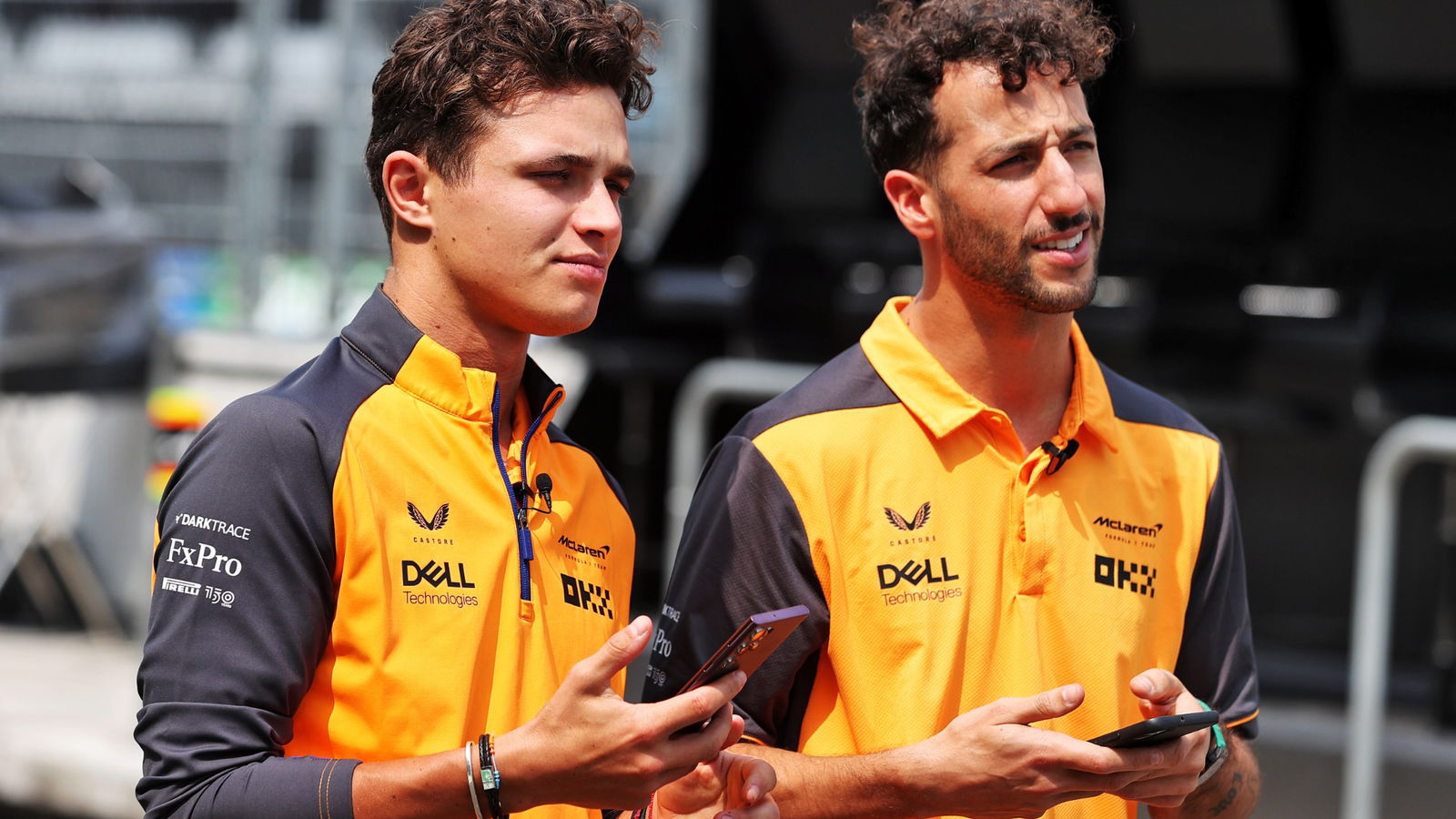(L to R): Lando Norris (GBR) McLaren 