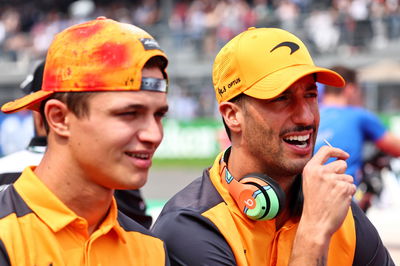 (L to R): Lando Norris (GBR) McLaren and Daniel Ricciardo (AUS) McLaren on the drivers parade. Formula 1 World