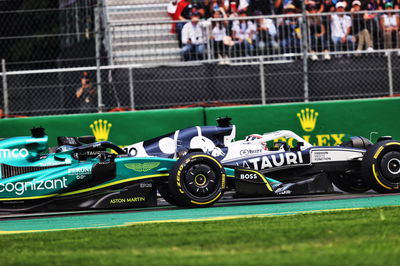 Lance Stroll (CDN) Aston Martin F1 Team AMR22 and Pierre Gasly (FRA) AlphaTauri AT03 battle for position. Formula 1 World