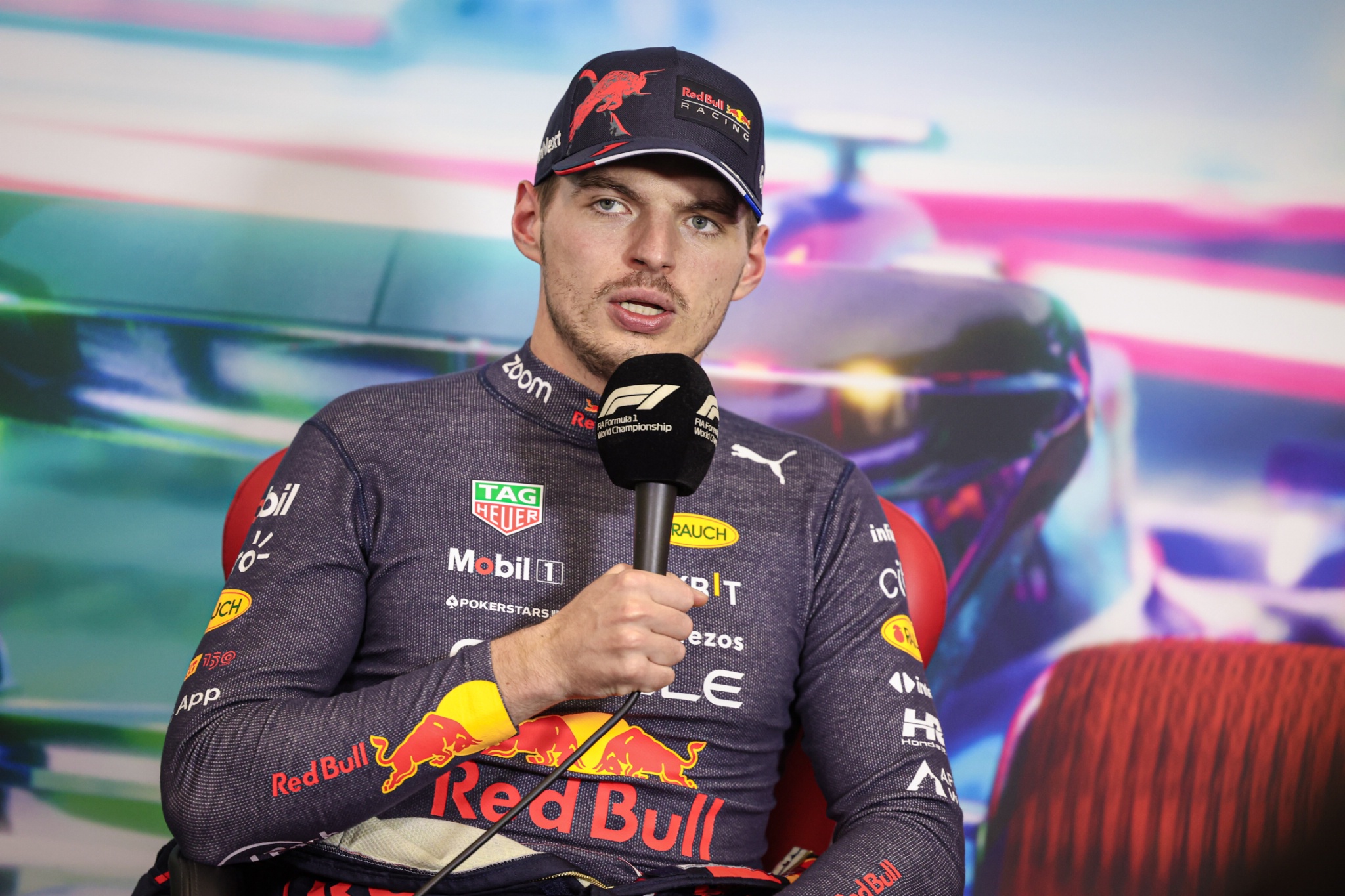 Max Verstappen (NLD) Red Bull Racing in the post race FIA Press Conference. Formula 1 World Championship, Rd 20, Mexican