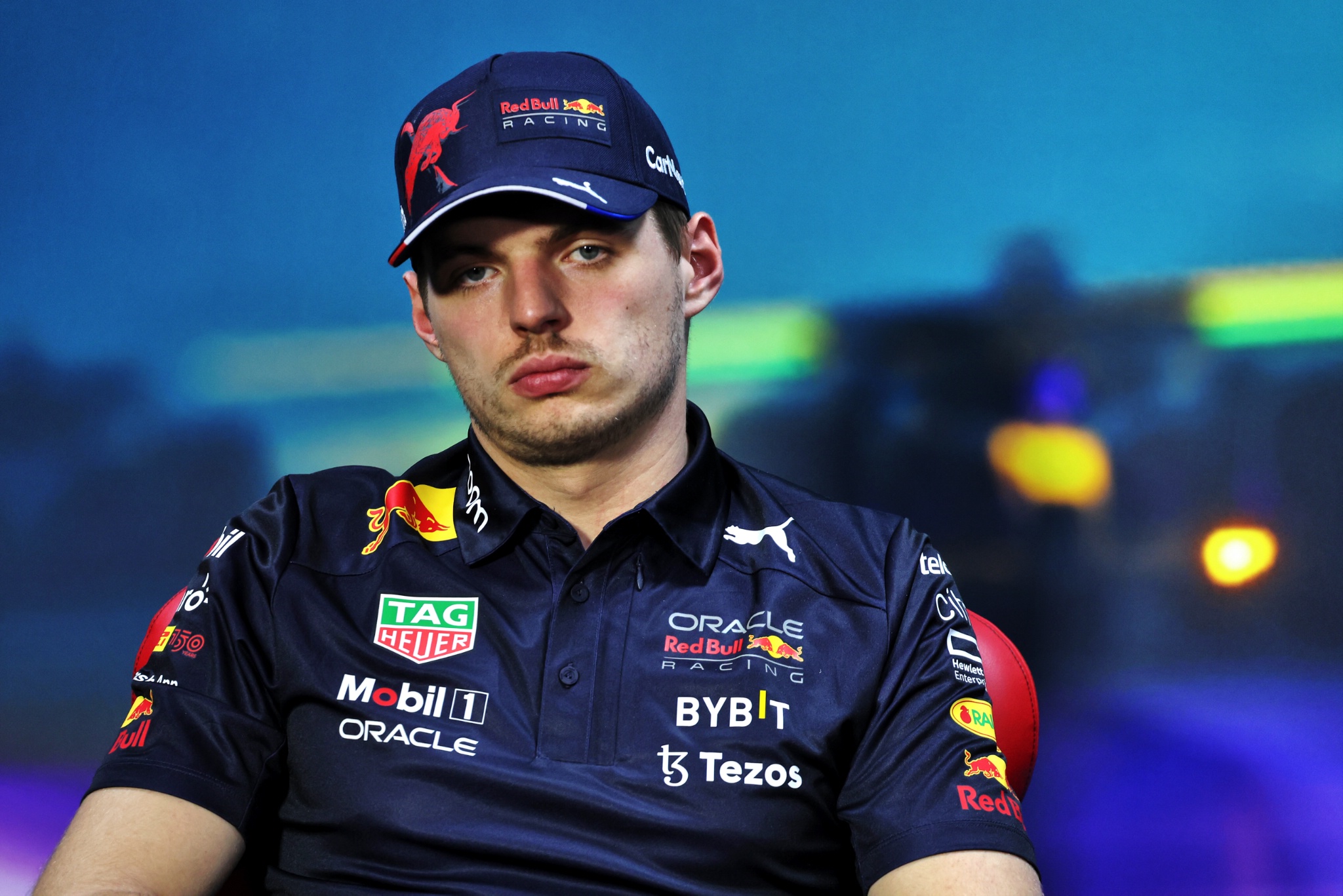 Max Verstappen (NLD ) Balapan Red Bull dalam Konferensi Pers FIA. Kejuaraan Dunia Formula 1, Rd 21, Grand Brazil