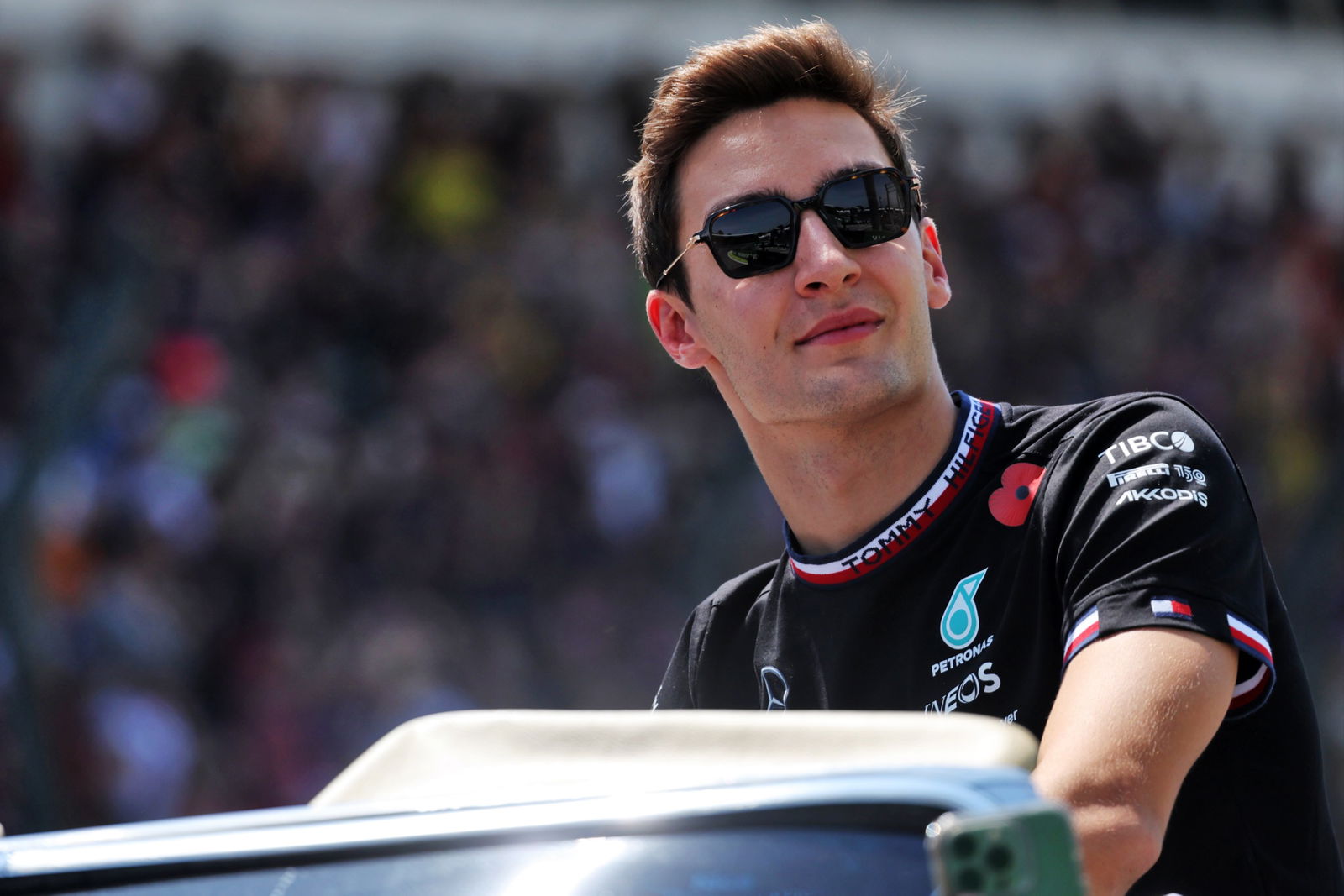 George Russell (GBR) Mercedes AMG F1 on the drivers parade. Formula 1 World Championship, Rd 21, Brazilian Grand Prix, Sao