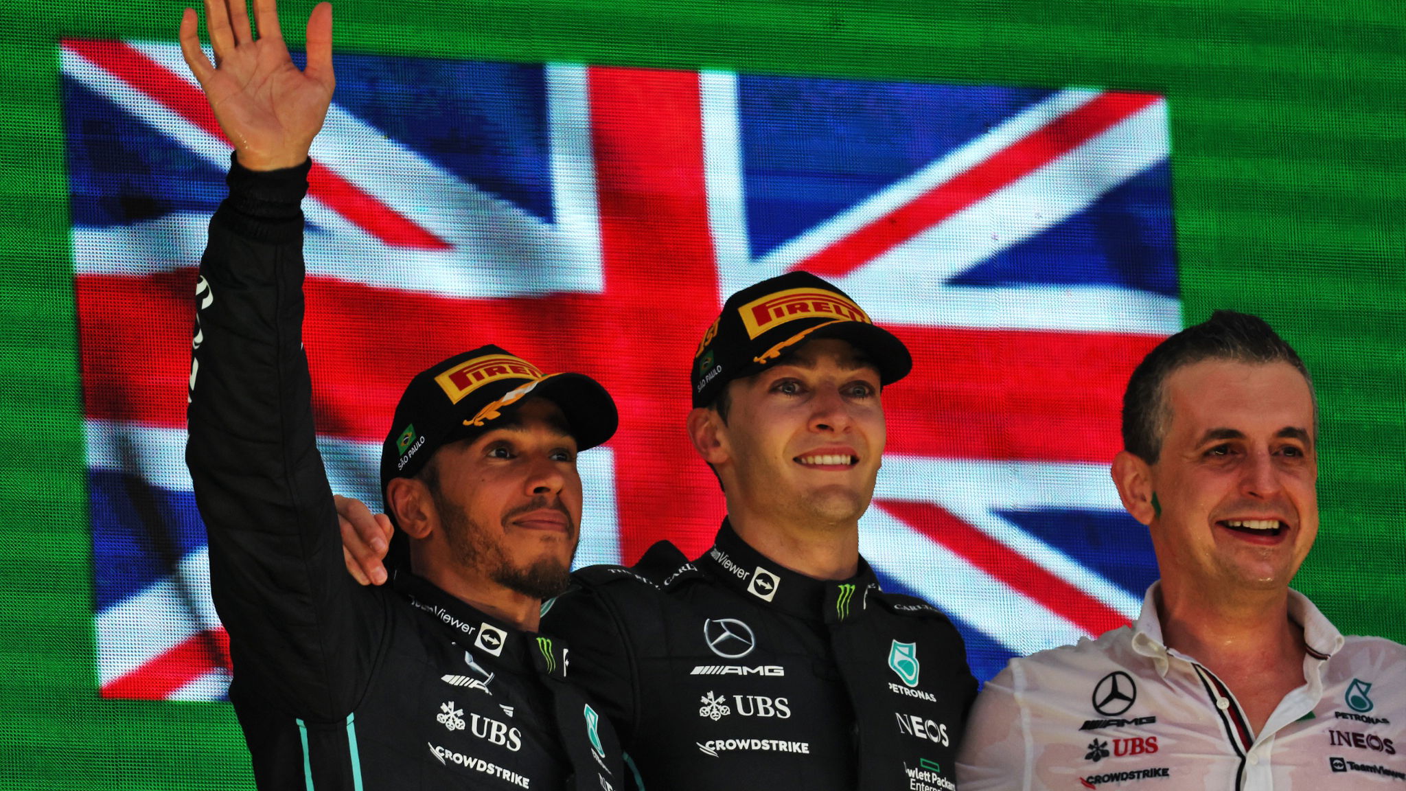 Lewis Hamilton, George Russell, Riccardo Musconi