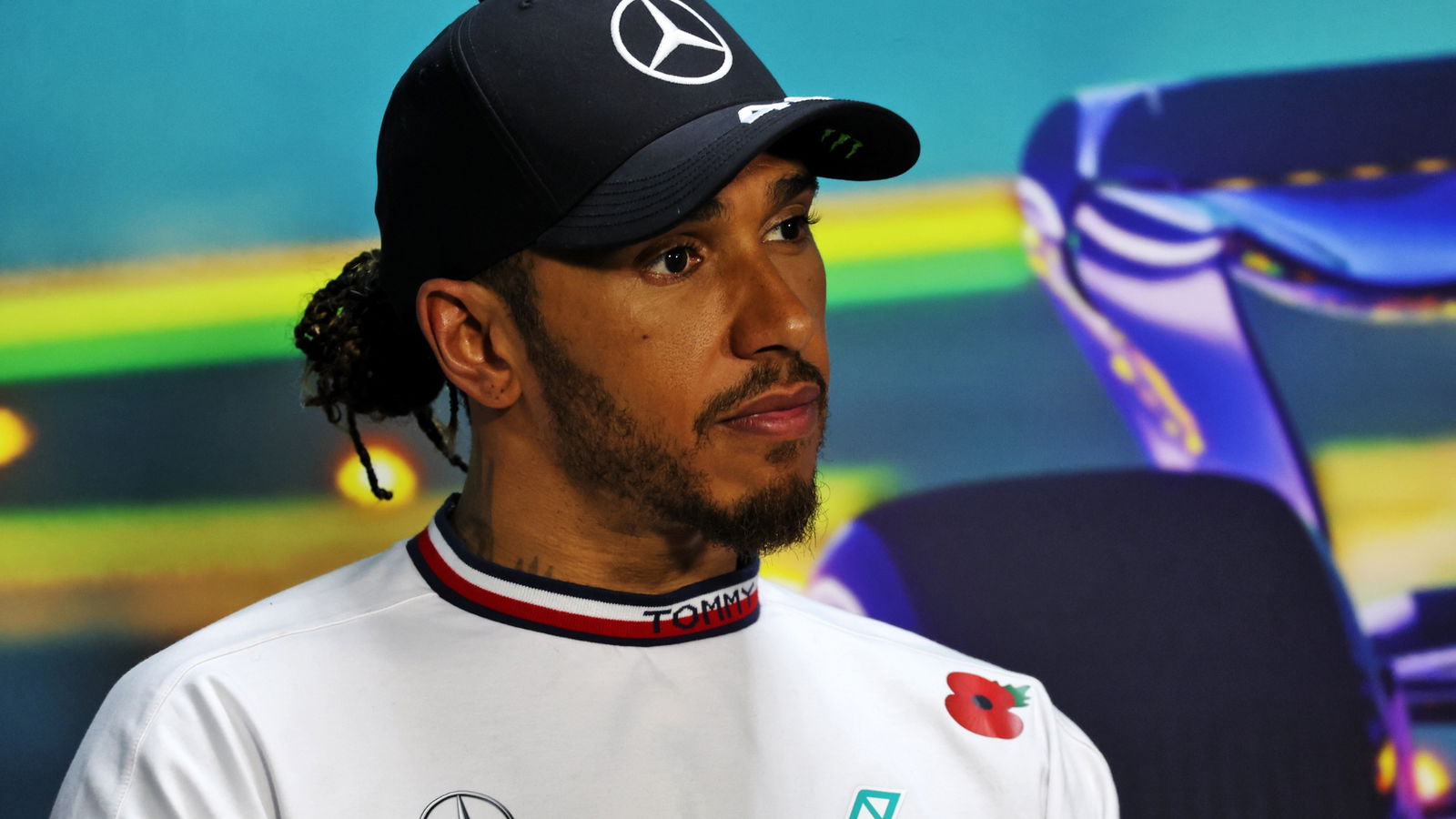 Lewis Hamilton (GBR) Mercedes AMG F1 in the post race FIA Press Conference. Formula 1 World Championship, Rd 21, Brazilian