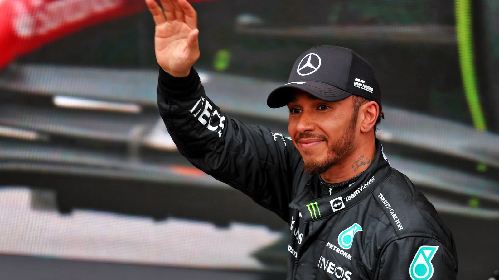 Lewis Hamilton (GBR) Mercedes AMG F1 celebrates his second position in parc ferme. Formula 1 World Championship, Rd 21,