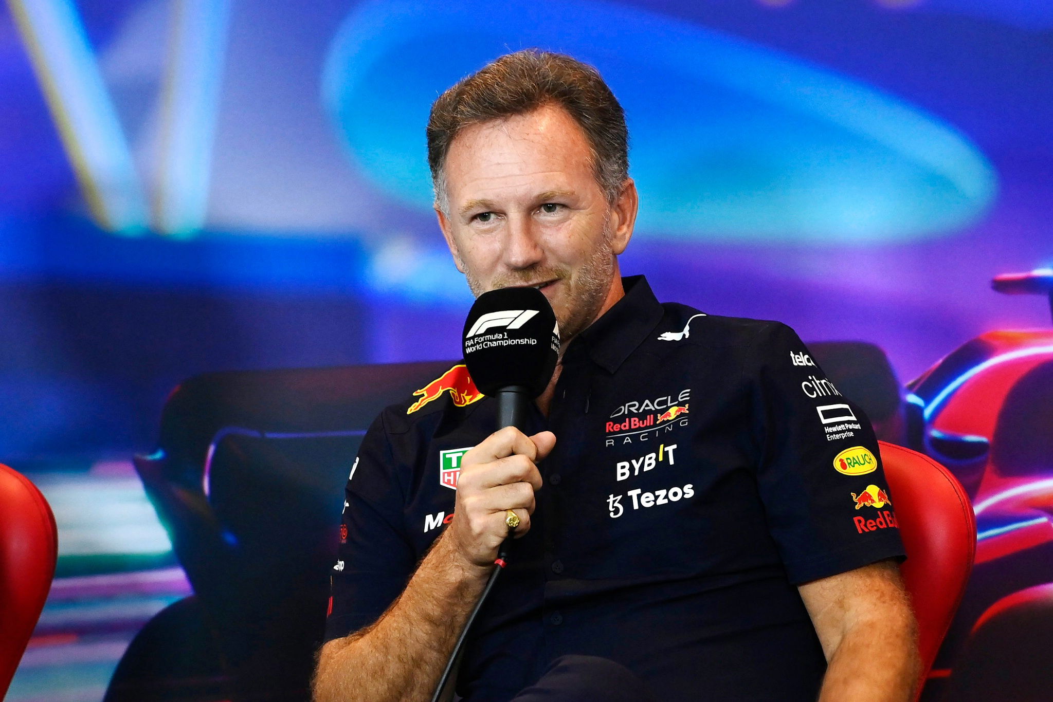 Christian Horner (GBR) Red Bull Racing Team Principal in the FIA Press Conference. Formula 1 World Championship, Rd 22,