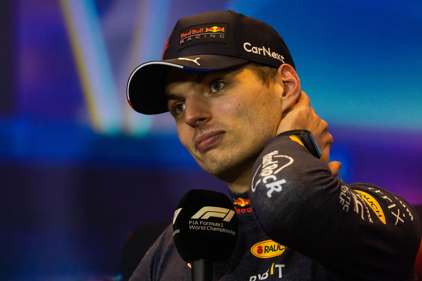 Max Verstappen (NLD) Red Bull Racing in the post race FIA Press Conference. Formula 1 World Championship, Rd 22, Abu Dhabi