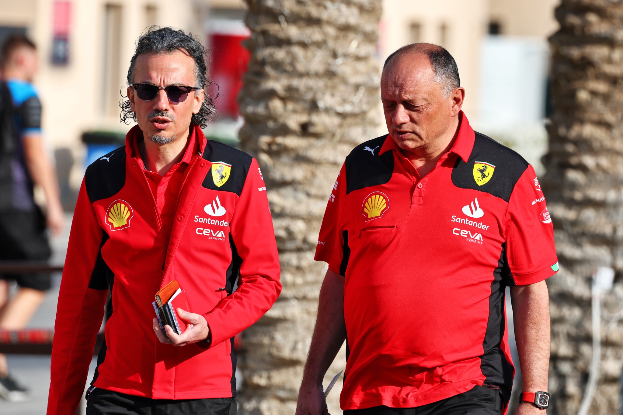 (L to R): Laurent Mekies (FRA) Ferrari Sporting Director with Frederic Vasseur (FRA) Ferrari Team Principal. Formula 1