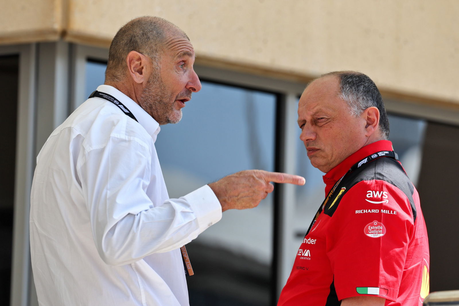 (L to R): Bruno Michel (FRA) F2 and F3 Chief Executive Officer with Frederic Vasseur (FRA) Ferrari Team Principal. Formula