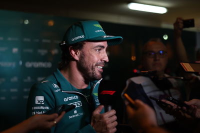 Fernando Alonso (ESP) Aston Martin F1 Team with the media. Formula 1 World Championship, Rd 1, Bahrain Grand Prix, Sakhir,