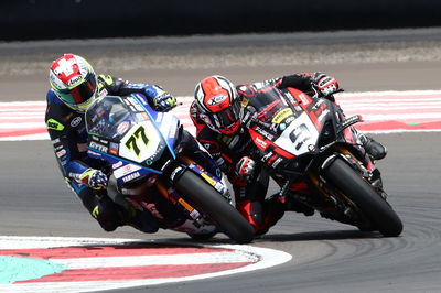 Dominique Aegerter and Danilo Petrucci touch Superpole race, Indonesian WorldSBK, 5 March