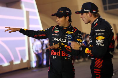 (L to R): Second placed Sergio Perez (MEX) Red Bull Racing with team mate and race winner Max Verstappen (NLD) Red Bull