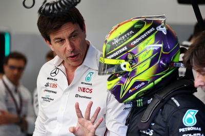 (L to R): Toto Wolff (GER) Mercedes AMG F1 Shareholder and Executive Director with Lewis Hamilton (GBR) Mercedes AMG F1.
