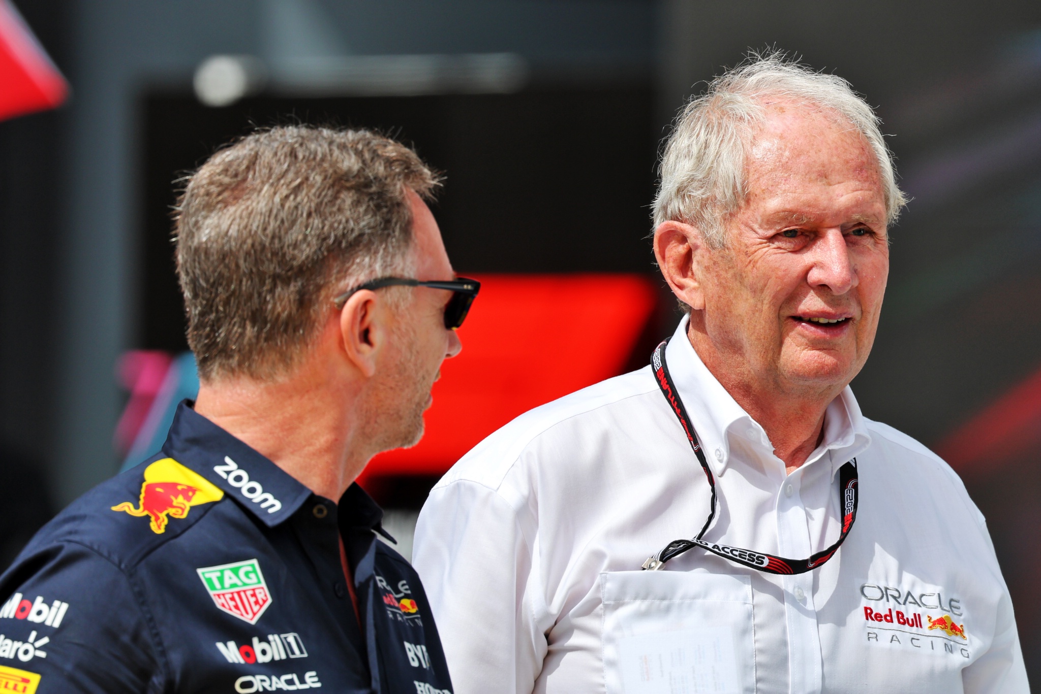 (L to R): Christian Horner (GBR) Red Bull Racing Team Principal with Dr Helmut Marko (AUT) Red Bull Motorsport Consultant.