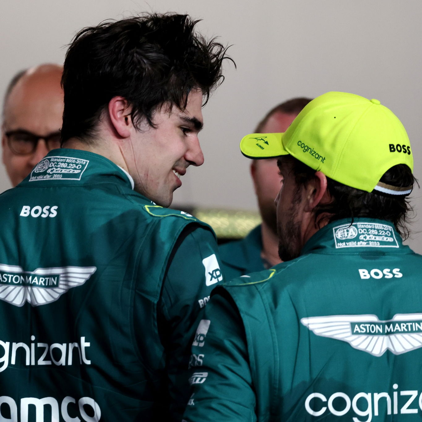 (L to R): Lance Stroll (CDN) Aston Martin F1 Team with team mate Fernando Alonso (ESP) Aston Martin F1 Team in qualifying