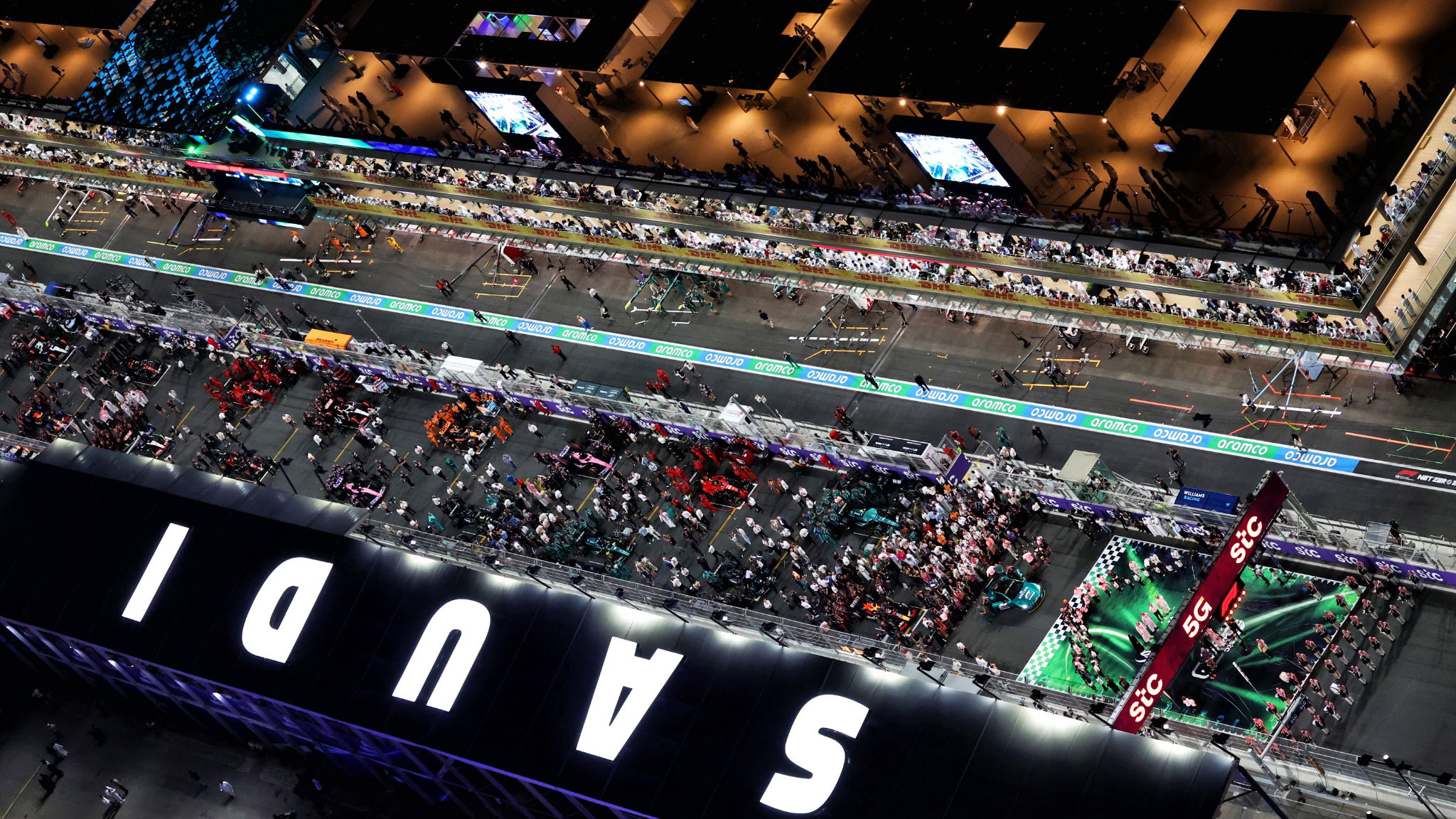 The grid before the start of the race. Formula 1 World Championship, Rd 2, Saudi Arabian Grand Prix, Jeddah, Saudi Arabia,