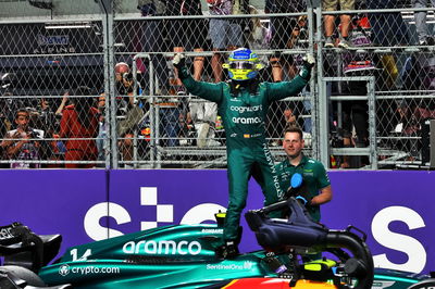 Fernando Alonso (ESP) Aston Martin F1 Team AMR23 celebrates his fourth position in parc ferme. Formula 1 World