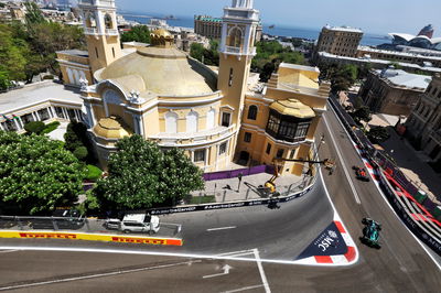 Lance Stroll (CDN) Aston Martin F1 Team AMR23. Formula 1 World Championship, Rd 4, Azerbaijan Grand Prix, Baku Street