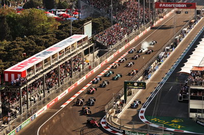 Charles Leclerc (MON) Ferrari SF-23 leads at the start of the Sprint race with Esteban Ocon (FRA) Alpine F1 Team A523