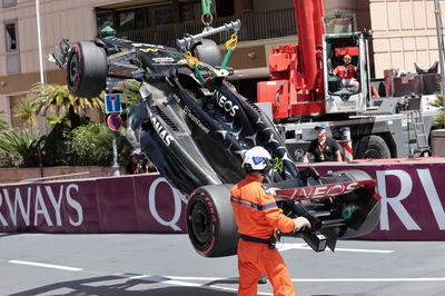 Lewis Hamilton (GBR) Mercedes AMG F1 W14 crashed out in the third practice session. Formula 1 World Championship, Rd 7,