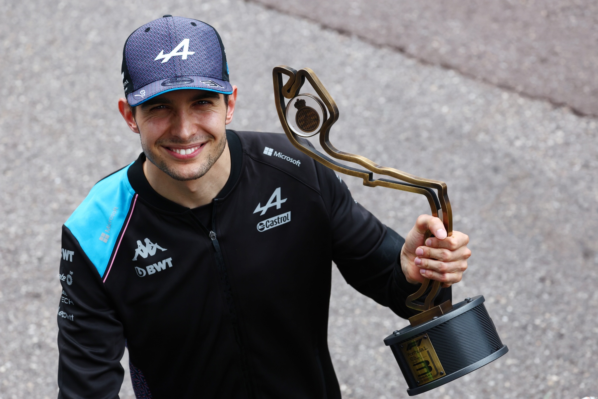 Esteban Ocon (FRA) Alpine F1 Team celebrates his third position. Formula 1 World Championship, Rd 7, Monaco Grand Prix,