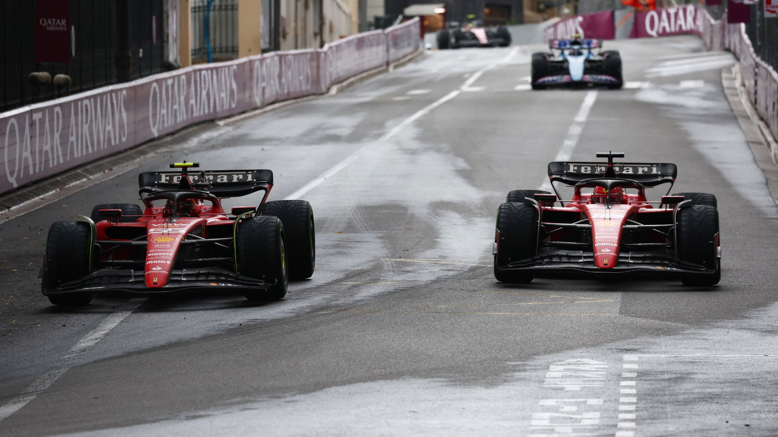 Charles Leclerc (MON) Ferrari SF-23 and Carlos Sainz Jr (ESP) Ferrari SF-23 at the end of the race. Formula 1 World
