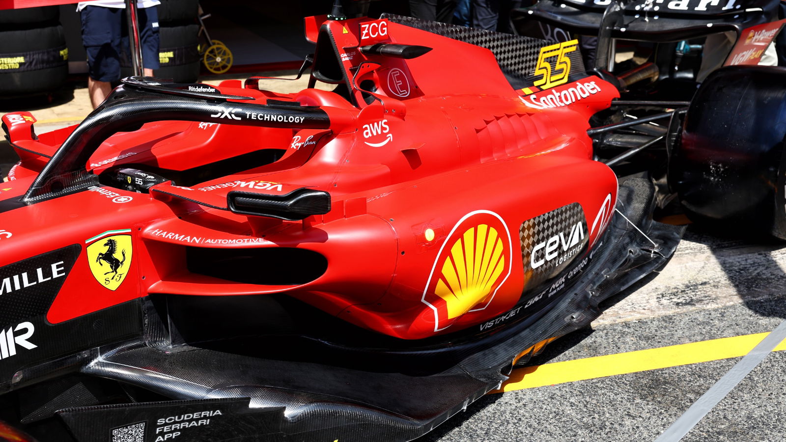 Ferrari SF-23 of Carlos Sainz Jr (ESP) Ferrari - sidepod, engine cover and floor detail. Formula 1 World Championship, Rd