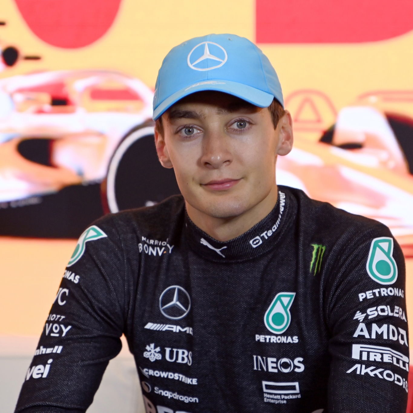 George Russell (GBR) Mercedes AMG F1 in the post race FIA Press Conference. Formula 1 World Championship, Rd 8, Spanish