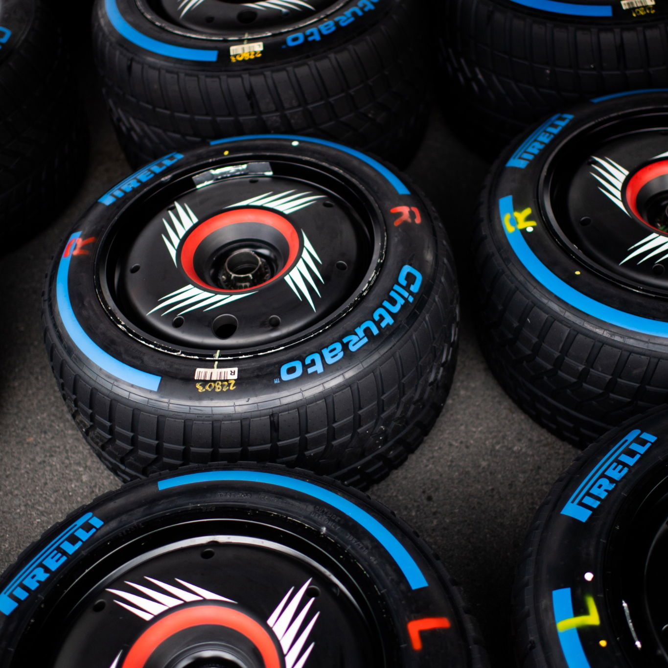Wet Pirelli tyres. Formula 1 World Championship, Rd 9, Canadian Grand Prix, Montreal, Canada, Preparation Day.
-