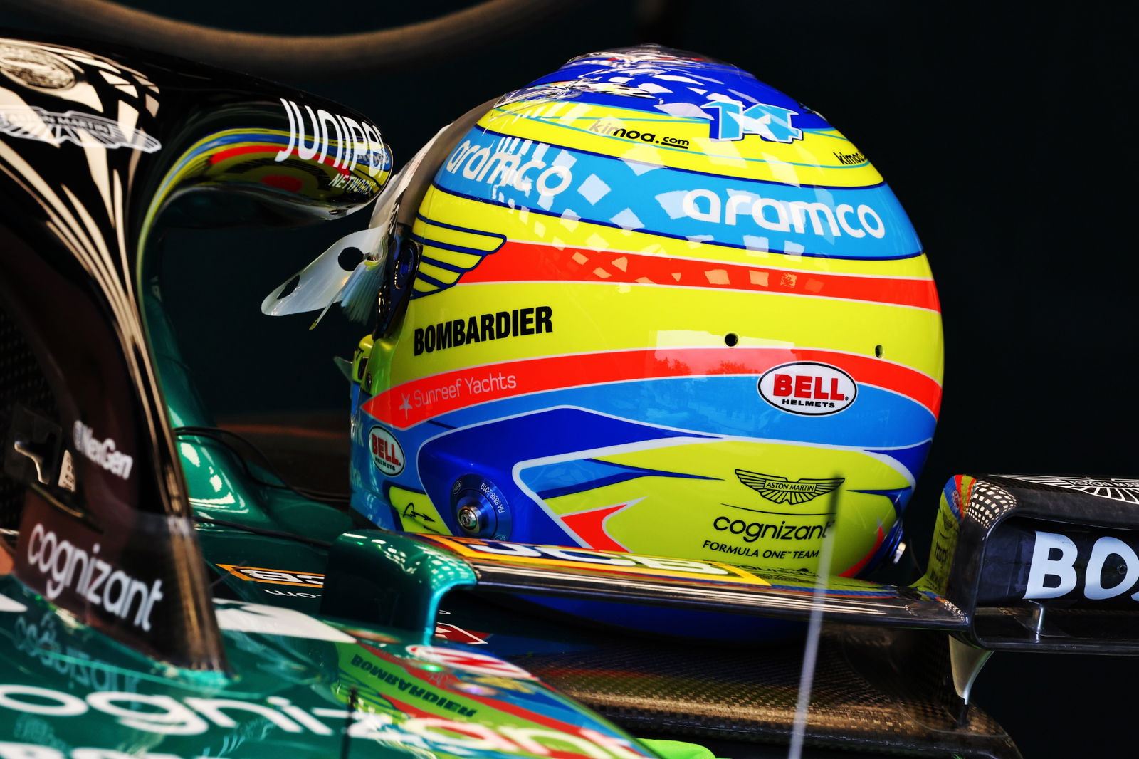 The helmet of Fernando Alonso (ESP) Aston Martin F1 Team. Formula 1 World Championship, Rd 9, Canadian Grand Prix,