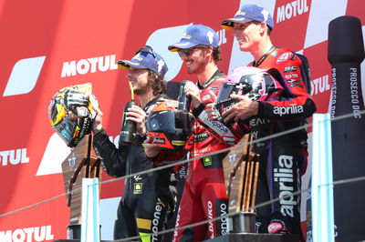 Francesco Bagnaia, Marco Bezzecchi, Aleix Espargaro podium, MotoGP race, Dutch MotoGP, 25 June