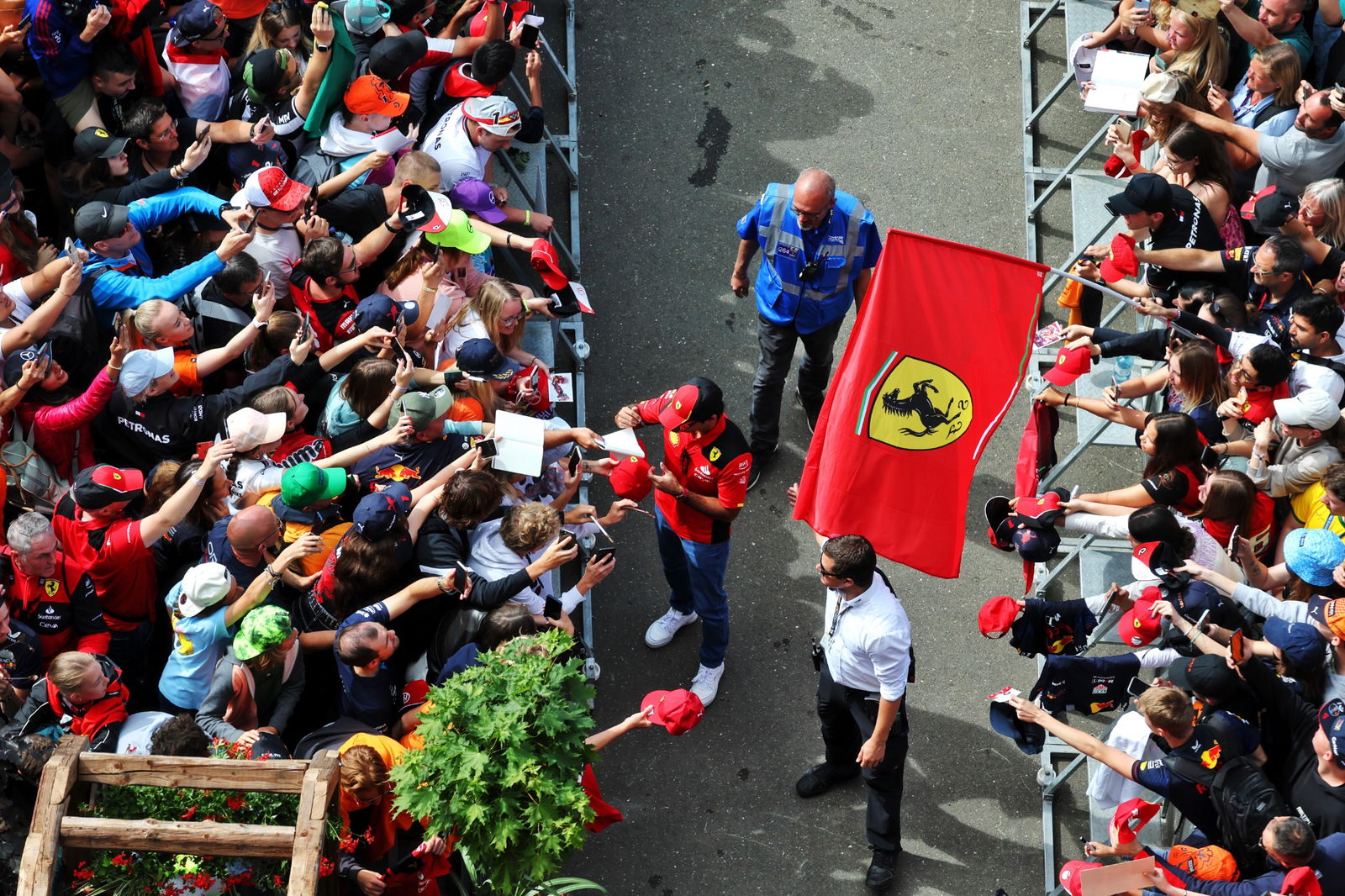Carlos Sainz Jr (ESP) Ferrari with fans. Formula 1 World Championship, Rd 10, Austrian Grand Prix, Spielberg, Austria,