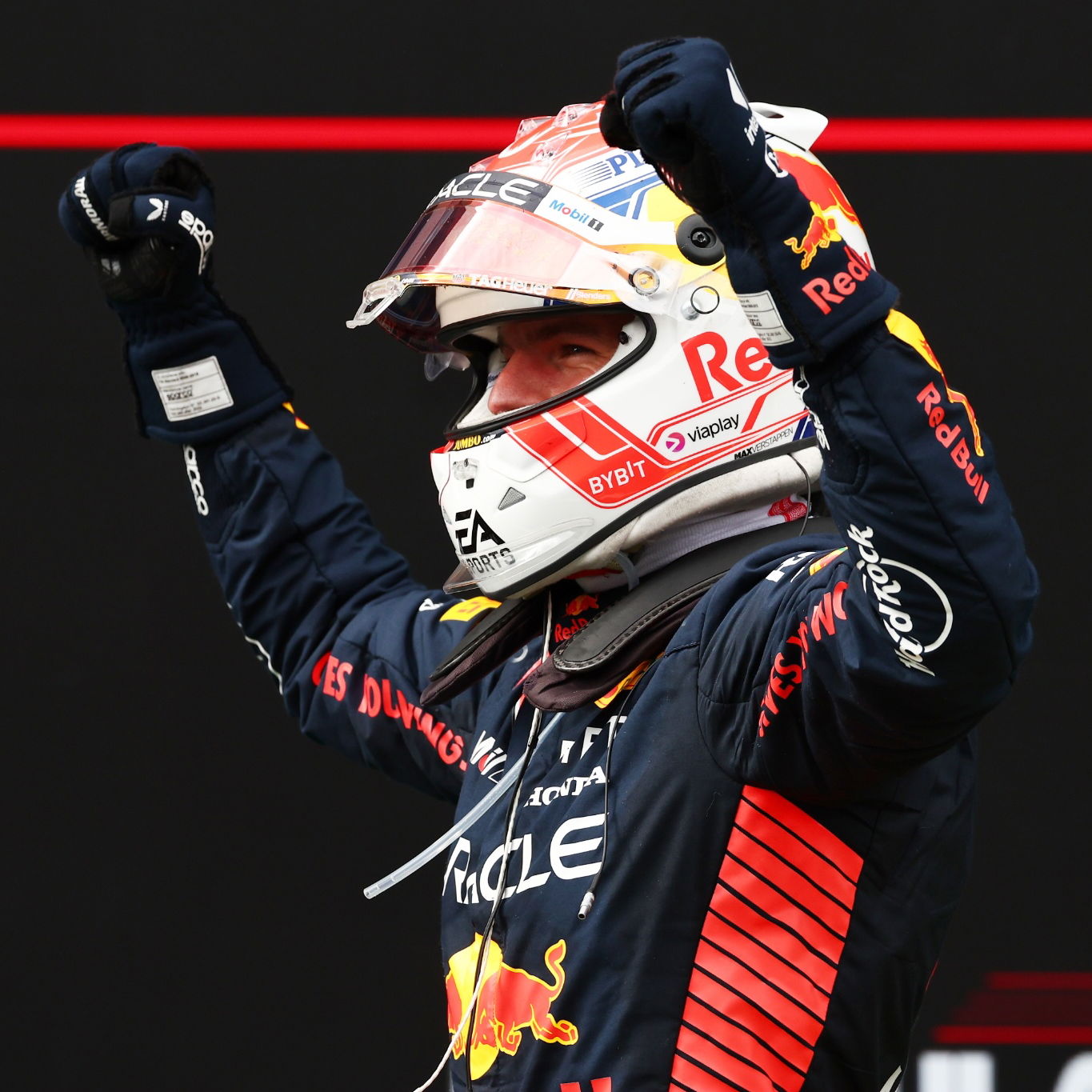 Race winner Max Verstappen (NLD) Red Bull Racing celebrates in parc ferme. Formula 1 World Championship, Rd 10, Austrian