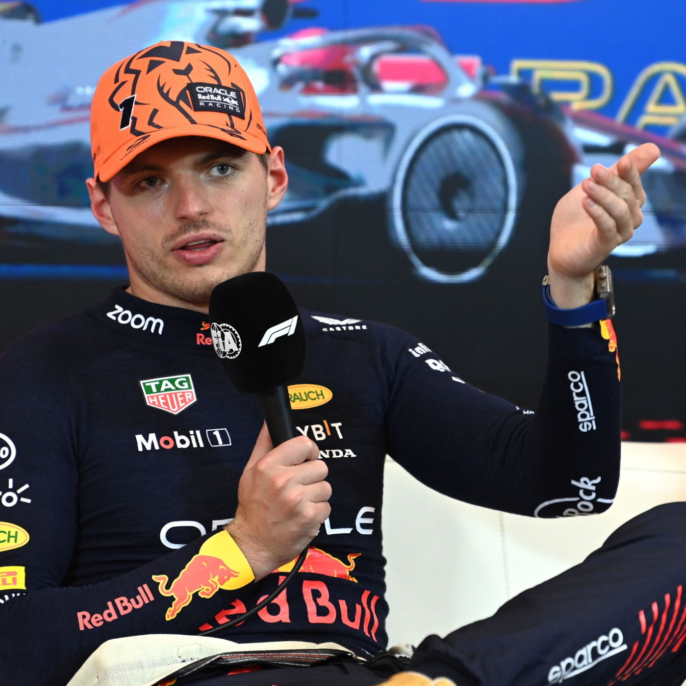 Max Verstappen (NLD) Red Bull Racing in the post race FIA Press Conference. Formula 1 World Championship, Rd 10, Austrian