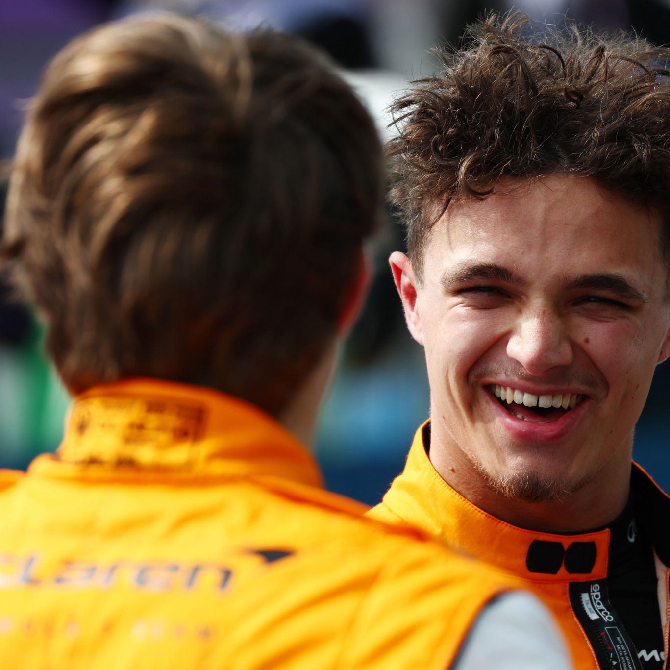 Lando Norris (GBR) McLaren with team mate Oscar Piastri (AUS) McLaren in qualifying parc ferme. Formula 1 World
