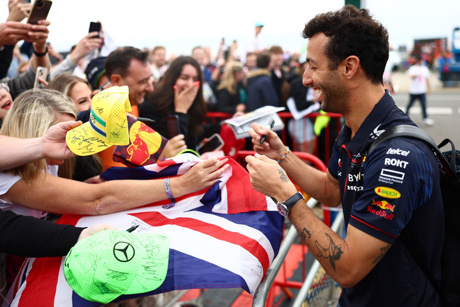 Daniel Ricciardo (AUS) Red Bull Racing Reserve and Third Driver with fans. Formula 1 World Championship, Rd 11, British
