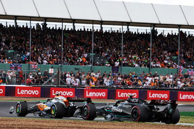 Lando Norris (GBR) McLaren MCL60 and Lewis Hamilton (GBR) Mercedes AMG F1 W14 battle for position. Formula 1 World